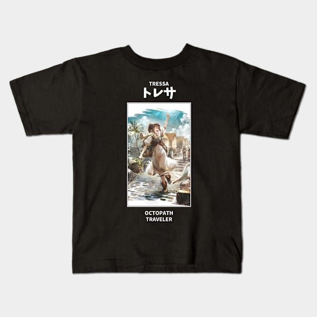 Tressa Octopath Traveler Kids T-Shirt by KMSbyZet